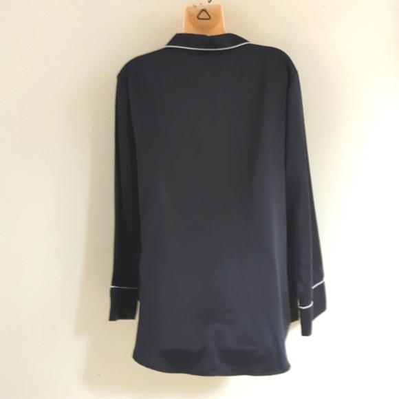Natori Satin Black Button Up Pajama Top - Picture 5 of 12